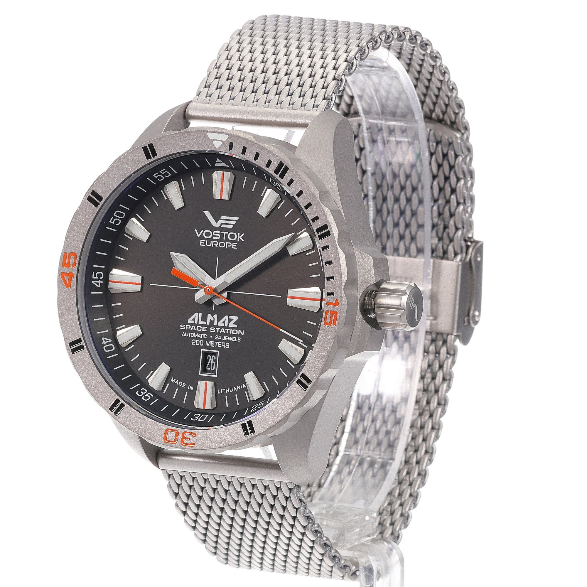 Vostok Europe NH35A-320H263B zegarek szary klasyczny Almaz bransoleta - miniatura 2