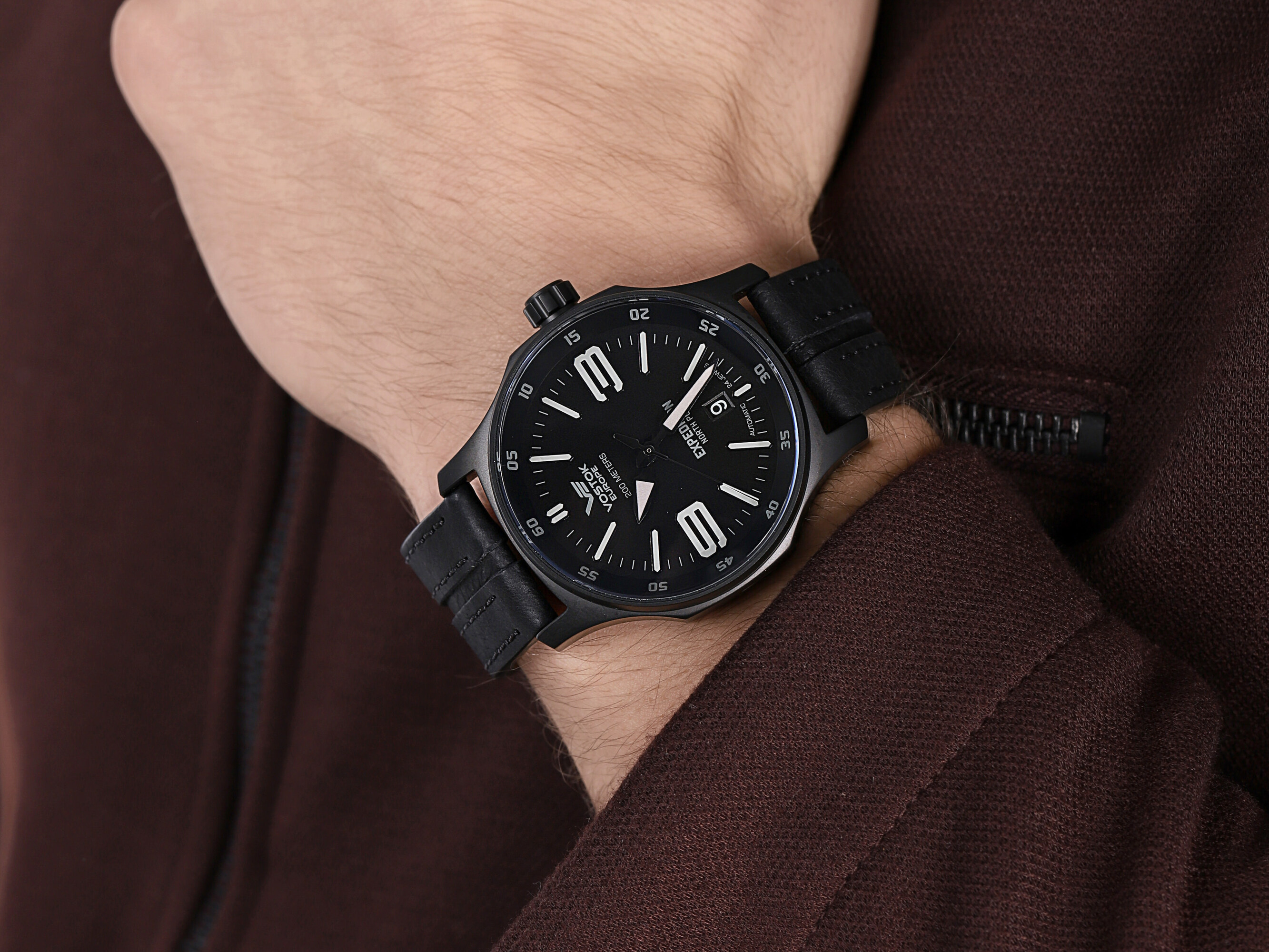Vostok Europe NH35A-592C556 zegarek czarny klasyczny Expedition pasek