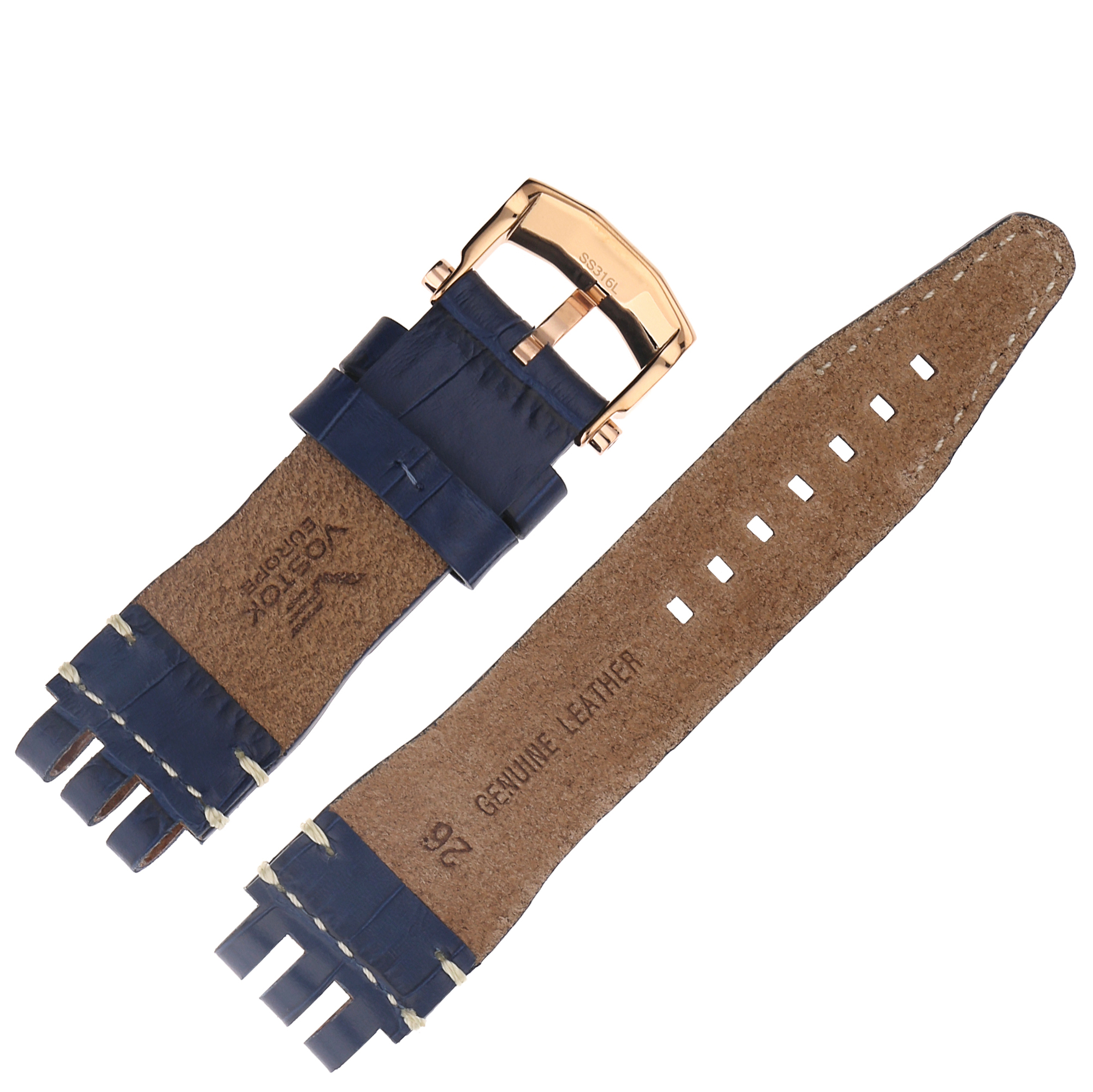 Vostok Europe Pasek Energia 3 - Skóra (E651) niebieski croco różowa kl. pasek do zegarka