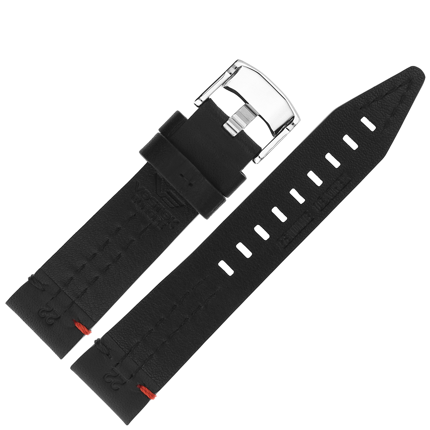 Vostok Europe Pasek Rocket N1 - Skóra A707 czarny z czarno-czerwonym p błyszcząca kl pasek do zegarka - miniatura 2