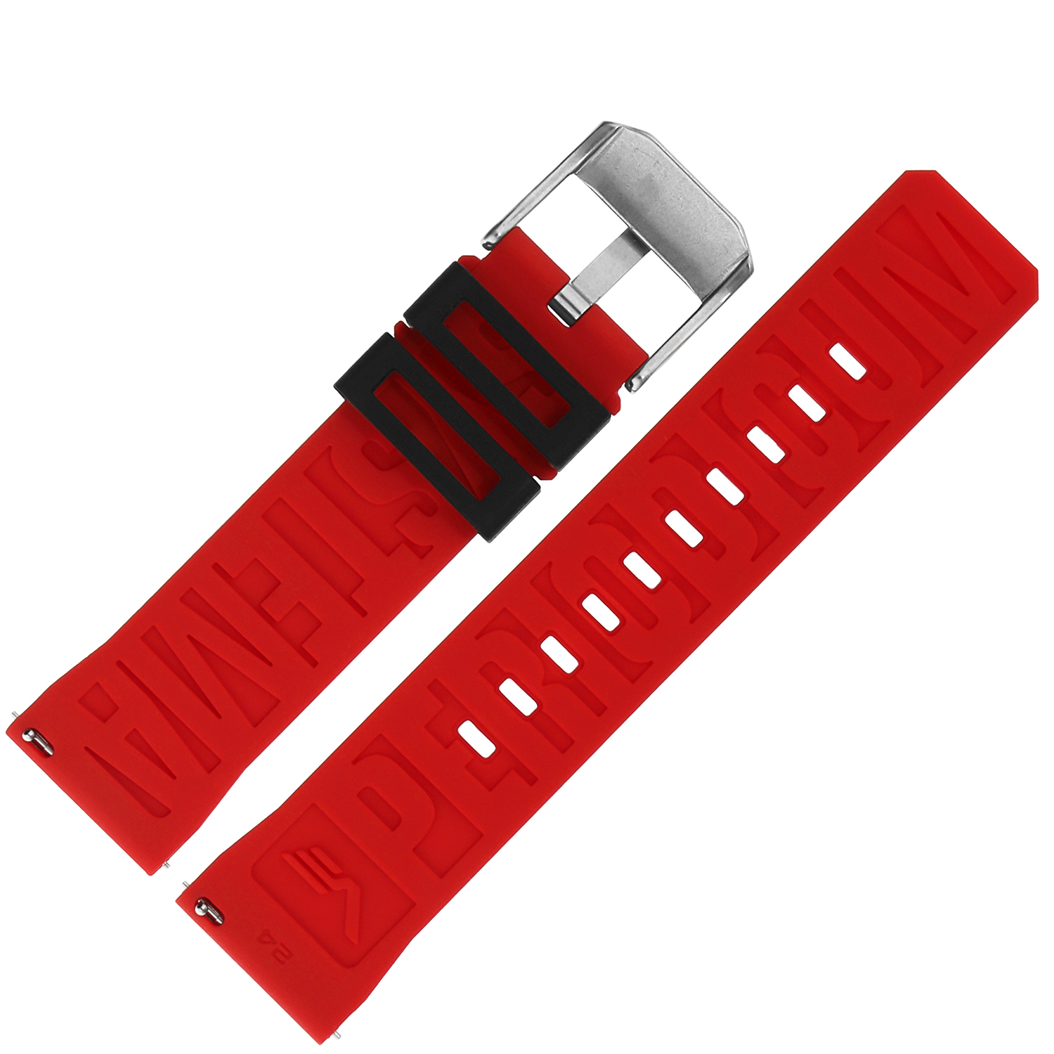 Vostok Europe Pasek Systema - Silikon A722 czerwony czarna szl stalowa kl pasek do zegarka - miniatura 2