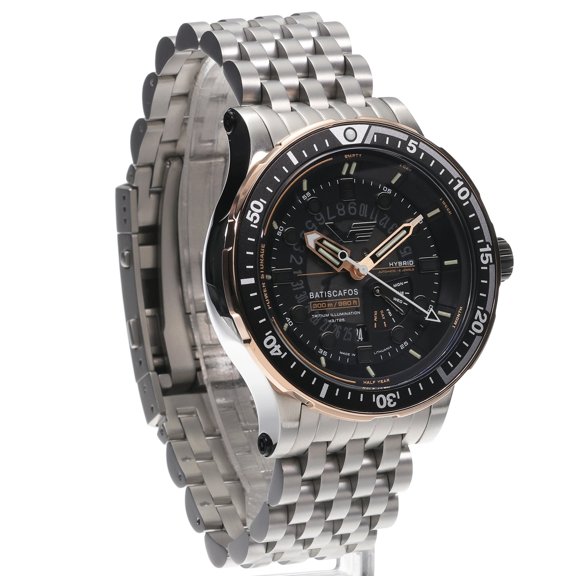 Vostok Europe PX84-511E769B Batiscafos Hybrid Batiscafos sportowy zegarek srebrny