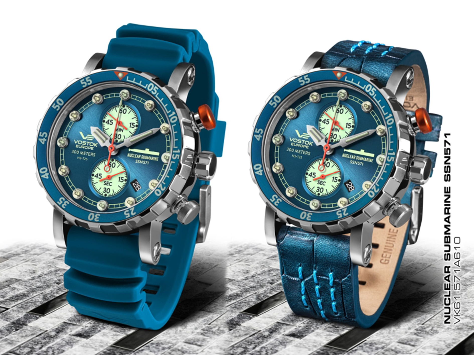 Vostok Europe VK61-571A610S SSN 571 SSN 571 Nuclear Submarine Chrono zegarek męski sportowy mineralne utwardzane - miniatura 2