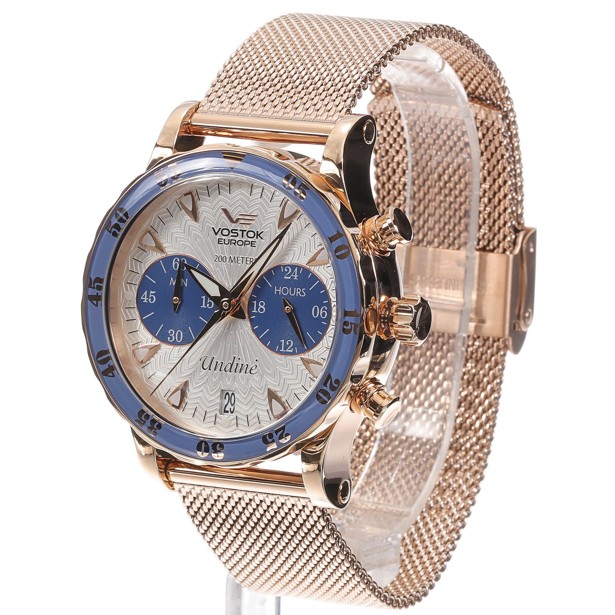 Vostok Europe VK64-515B527B Undine Chrono Undine sportowy zegarek różowe złoto