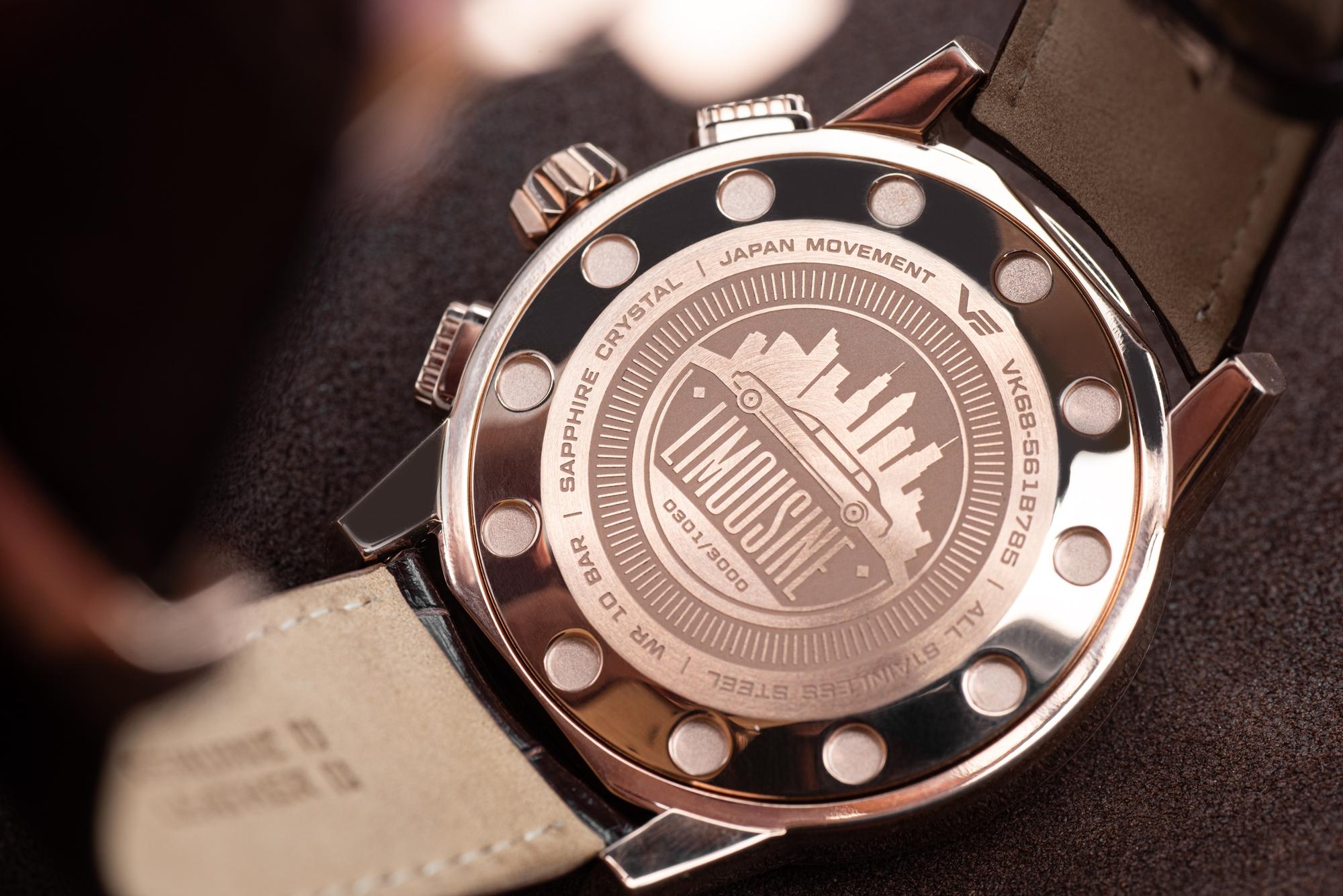 Vostok Europe VK68-561B785 zegarek różowe złoto klasyczny Expedition pasek - miniatura 5