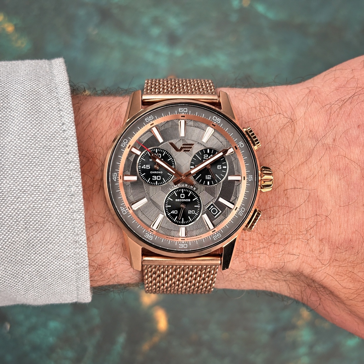 Vostok Europe VK68-561B785B zegarek różowe złoto klasyczny Expedition bransoleta - miniatura 6
