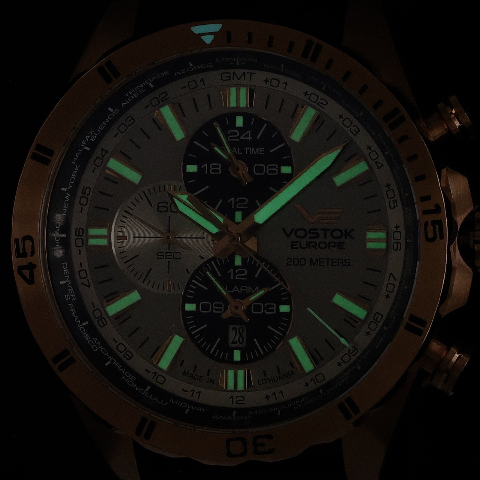 Vostok Europe YM26-320B653 Almaz Almaz Dual Time zegarek męski klasyczny mineralne utwardzane - miniatura 5