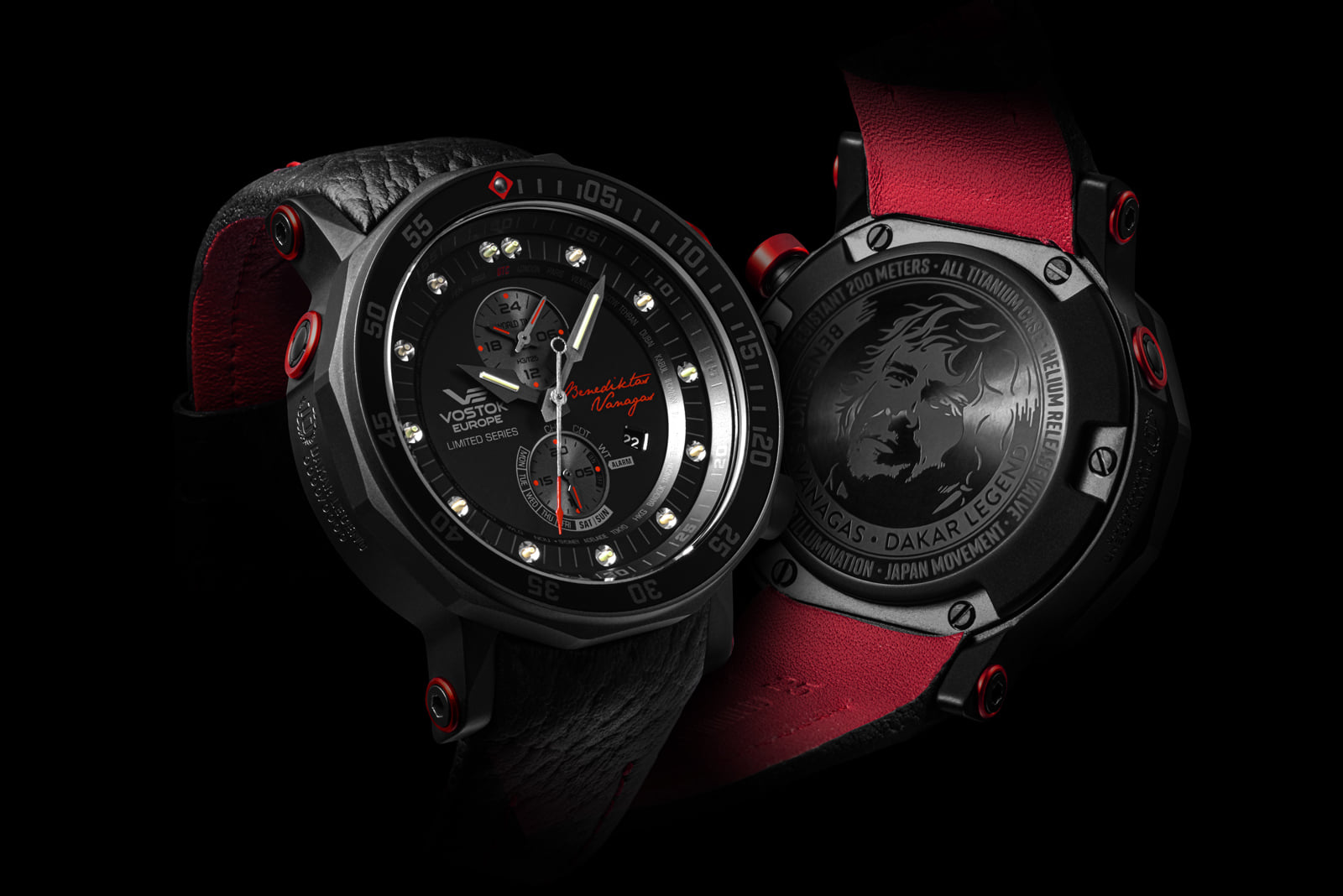 Vostok Europe YM8J-620H447B zegarek czarny typudiver Lunokhod bransoleta