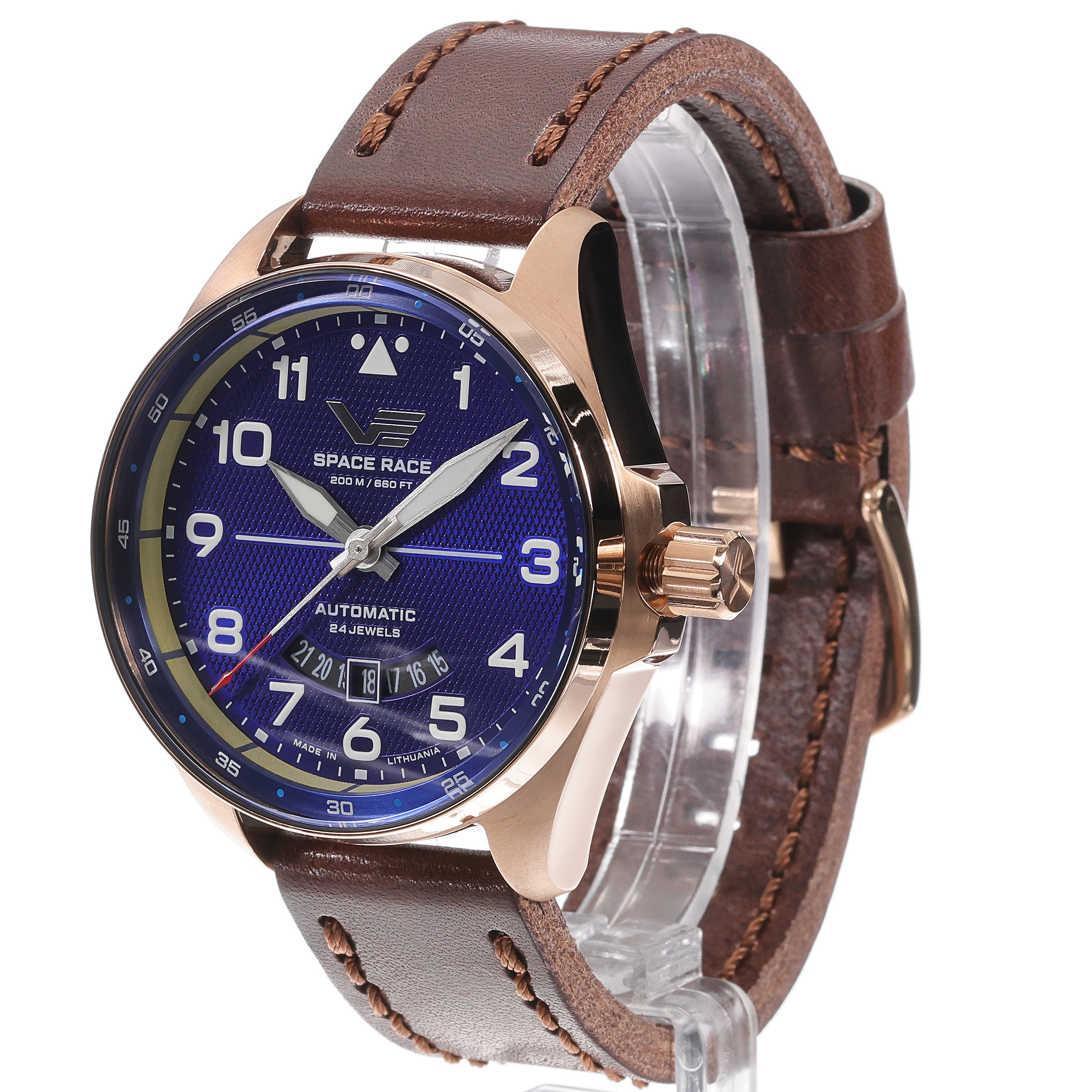 Vostok Europe YN55-325B746 Space Race Blue Automatic Space Race sportowy zegarek srebrny