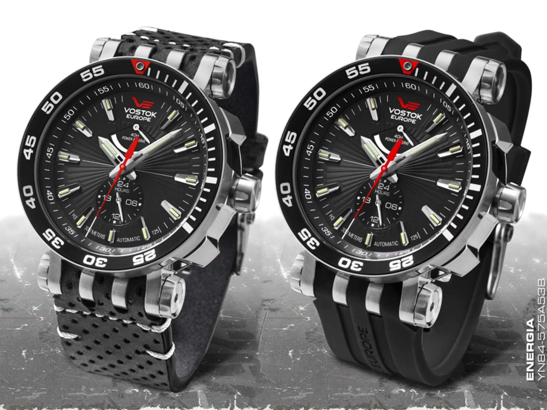 Vostok Europe YN84-575A538 zegarek srebrny klasyczny Energia Rocket pasek