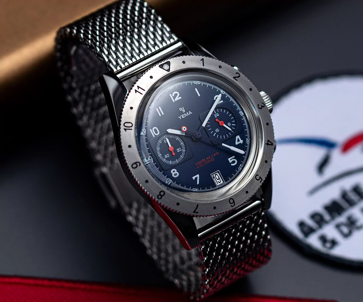 Yema YMHF1577AA-GM FLYGRAF FRENCH AIR SPACE FORCE UTC BLUE zegarek French Air Space Force - miniatura 9