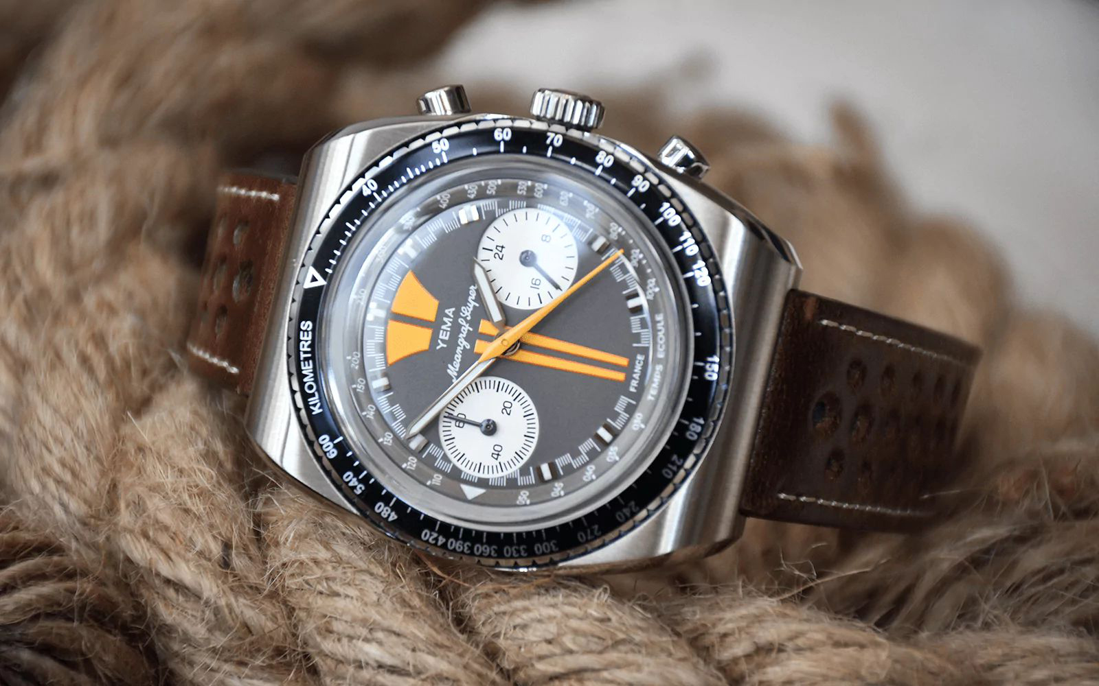 YMHF1576-CU31 Mechanical - Quartz Chronographs sportowy zegarek srebrny - miniatura 3