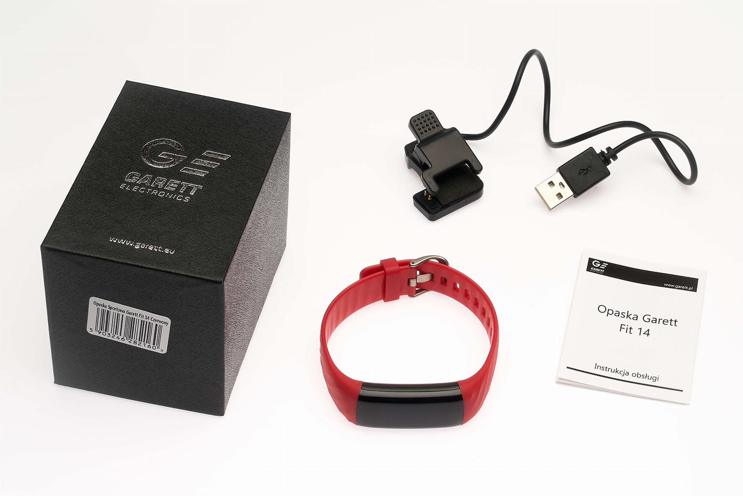 Garett 5903246282160 Smartband Opaska Sportowa Garett FIT 14 Czerwony zegarek sportowy Smartbandy - Opaski sportowe