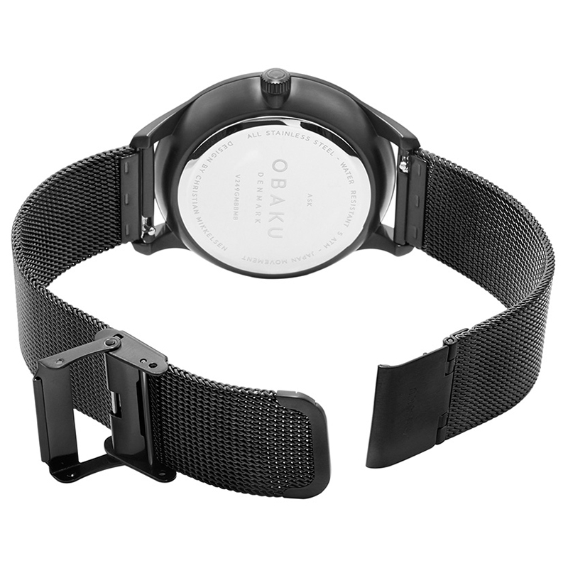 Obaku Denmark V249GMBBMB zegarek czarny klasyczny Slim bransoleta