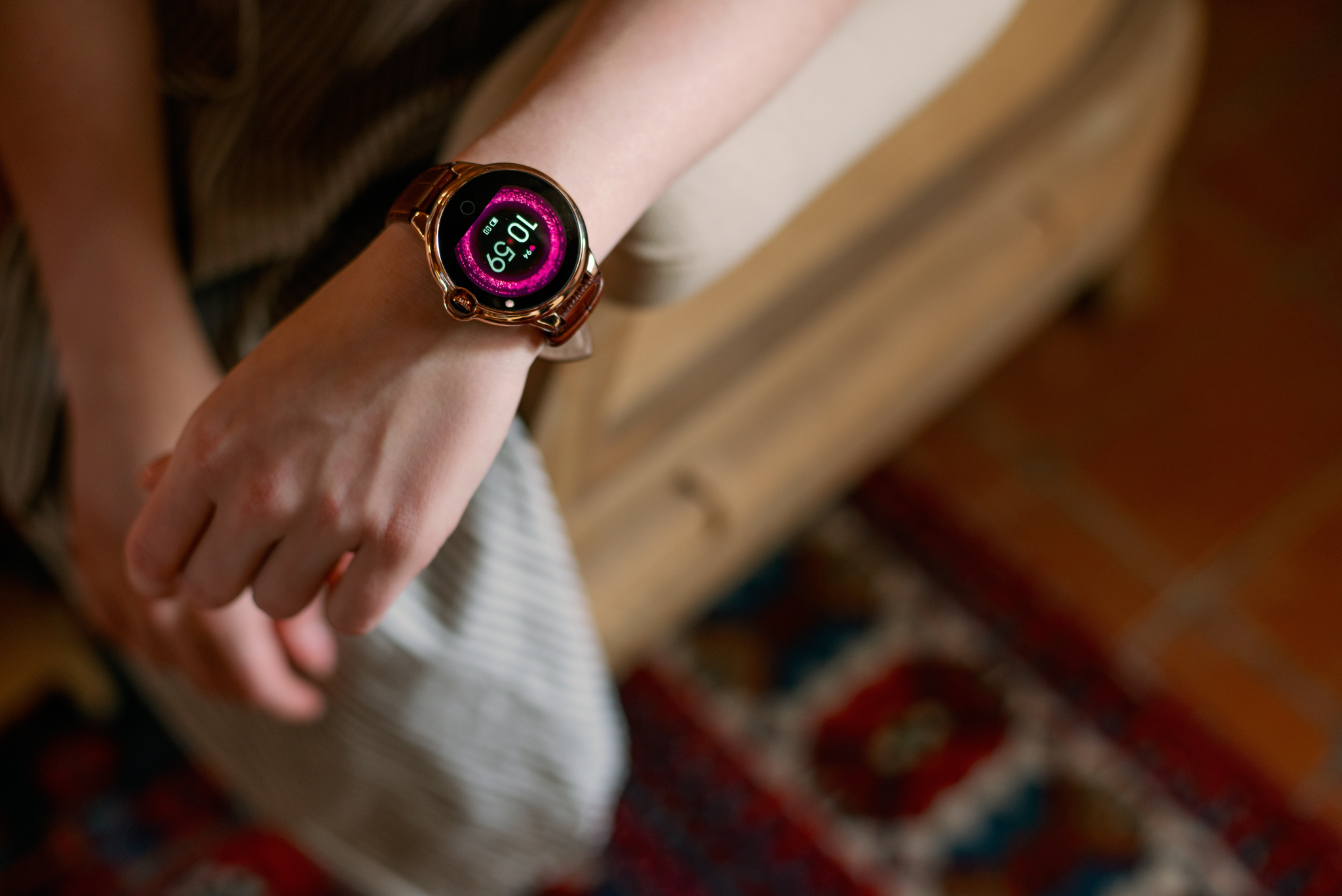 zegarek Garett 5903246286465 Smartwatch Garett Women Karen RT brązowy skórzany Damskie z tworzywa sztucznego - miniatura 11