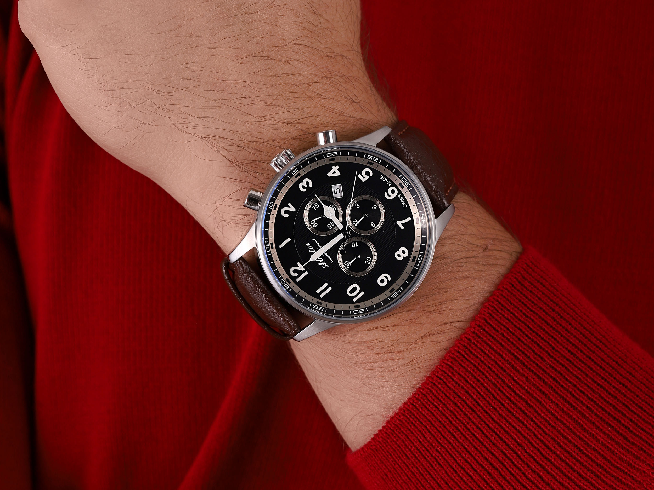 zegarek Adriatica A1076.5B24CHXL męski z chronograf Pasek - miniatura 4