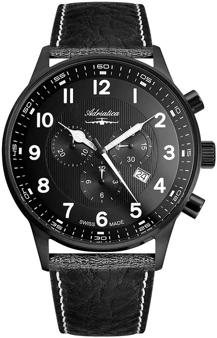 zegarek Adriatica A1076B224CHXL Aviation męski z chronograf Pasek - zdjęcie 1