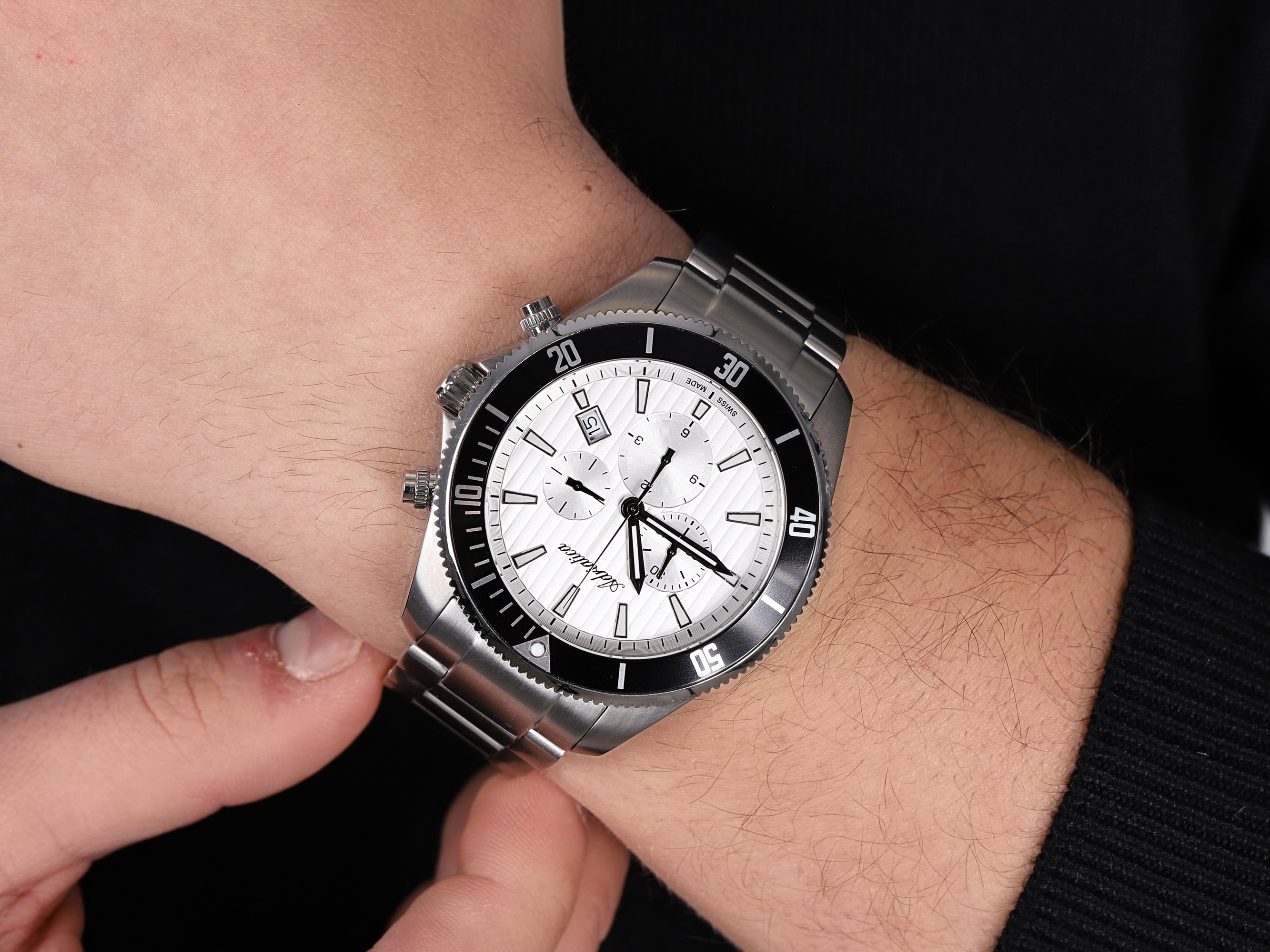 zegarek Adriatica A1139.5113CH męski z chronograf Bransoleta - miniatura 4