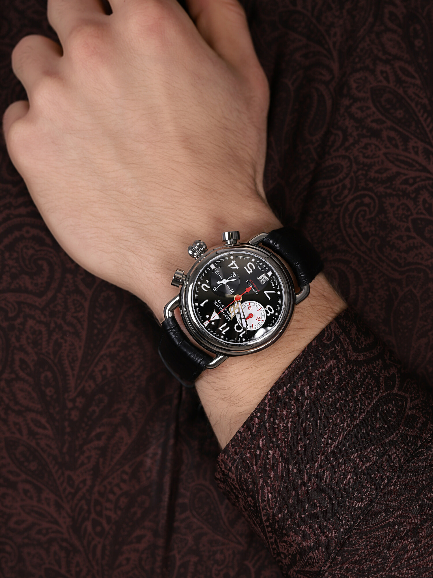 zegarek Aerowatch 72945-TI01 HOMMAGE 1910 CHRONO FLYBACK LIMITED EDITION męski z chronograf Hommage 1910 - miniatura 3