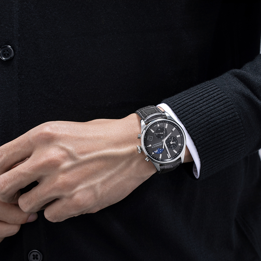 Aerowatch A-78990-AA01 zegarek srebrny klasyczny Les Grandes Classiques pasek - miniatura 5