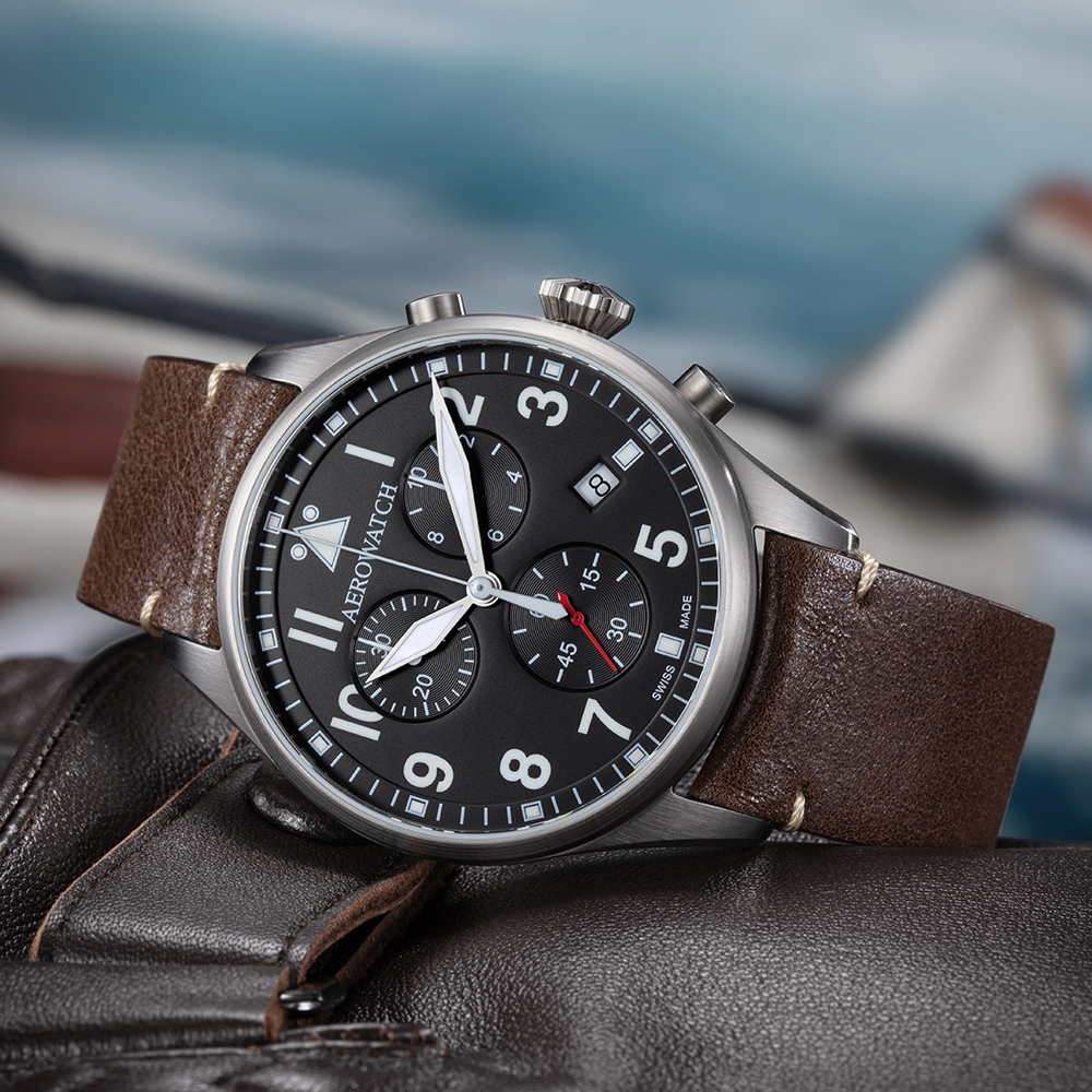 Aerowatch A-79990-AA03 zegarek srebrny klasyczny Les Grandes Classiques pasek - miniatura 5
