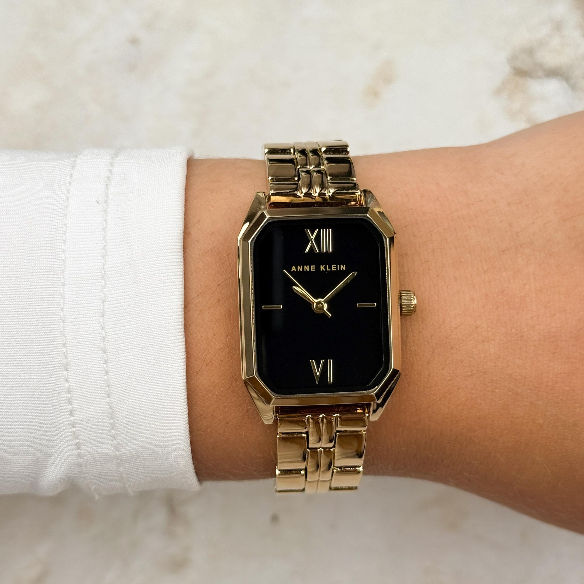 zegarek Anne Klein AK-3774BKGB Black Gold-Tone Bransoleta mineralne - miniatura 11