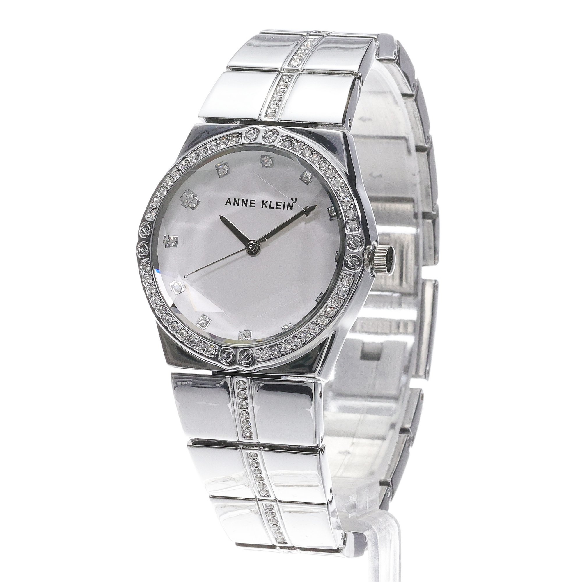 zegarek Anne Klein AK-5037SVSV kwarcowy damski Bransoleta Faceted Crystal Bezel Watch