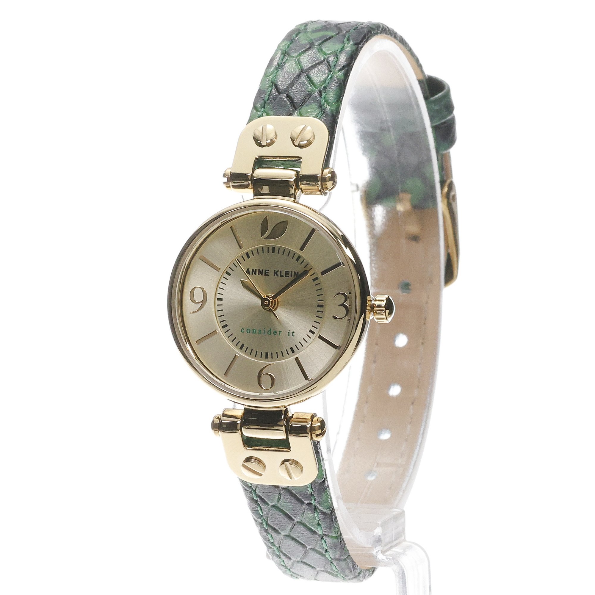 zegarek Anne Klein AK-5144CHGN kwarcowy damski Bransoleta Consider It Sustainable Leather Strap Watch - miniatura 2