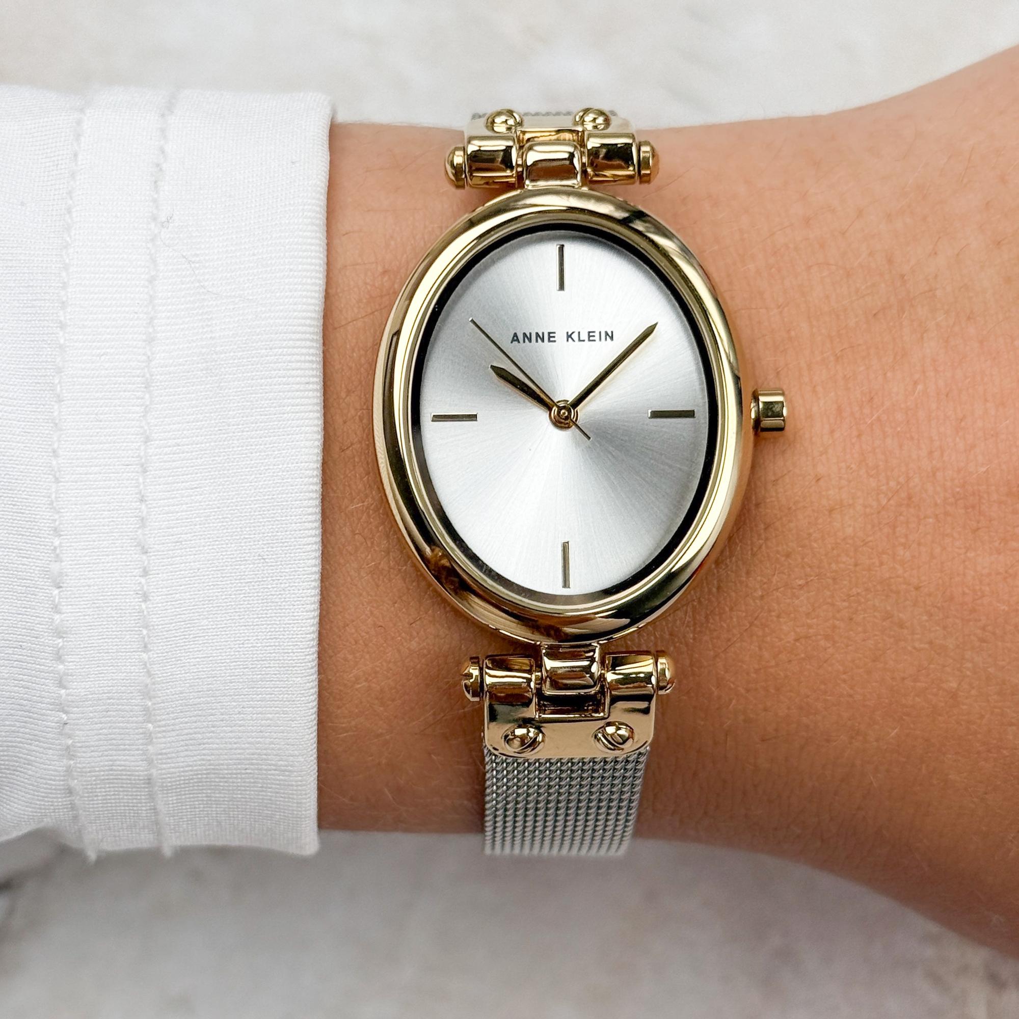 zegarek Anne Klein AK-5327SVTT kwarcowy damski Bransoleta Analog Oval Silver - miniatura 6