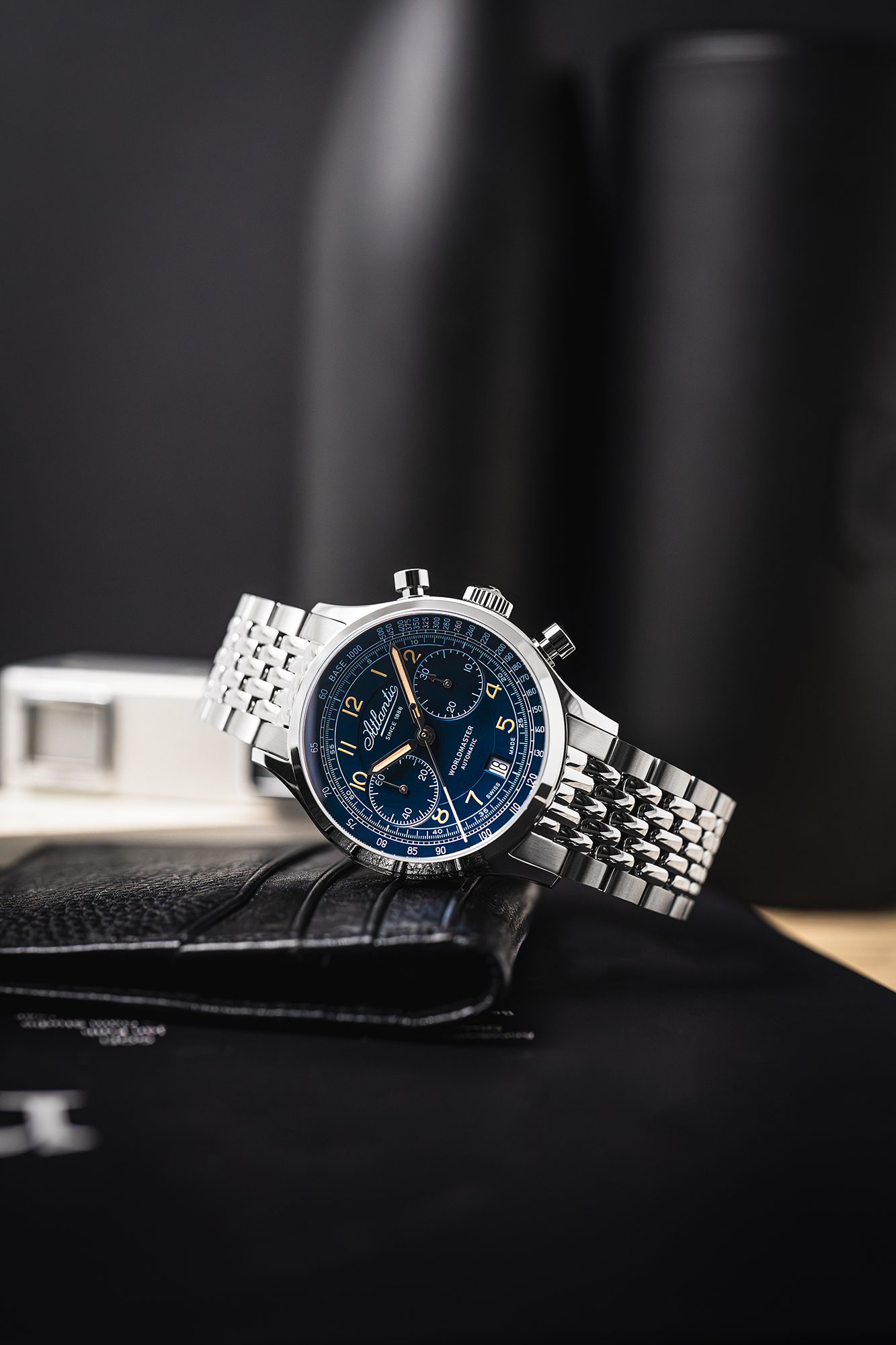 zegarek Atlantic 528574153 Worldmaster Bicompax Automatic męski z tachometr Worldmaster