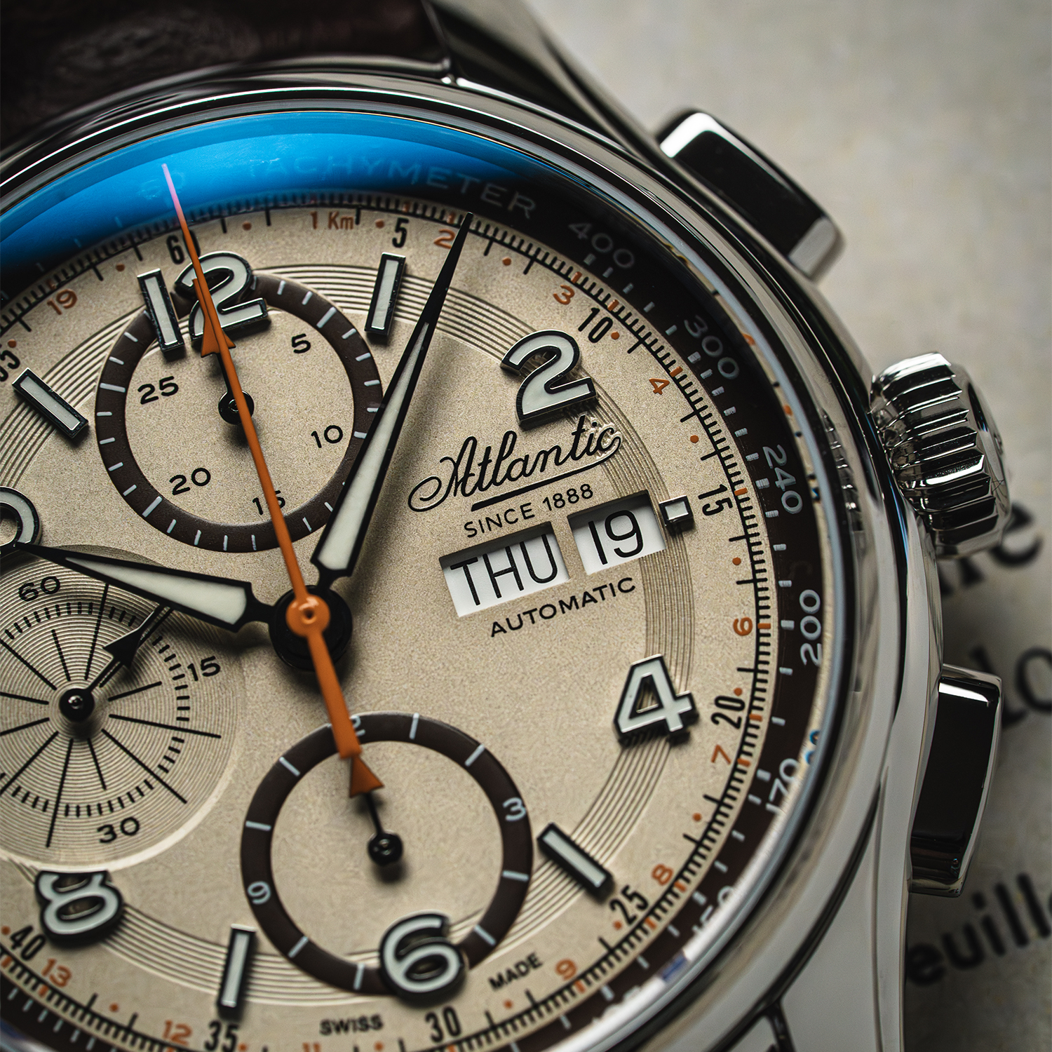 zegarek Atlantic 558534195 Worldmaster Prestige Valjoux Chronograph męski z tachometr Worldmaster - miniatura 10
