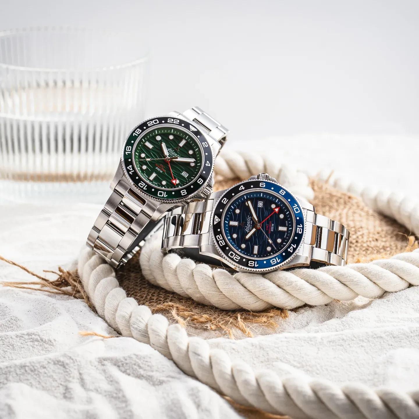 zegarek Atlantic 815764179GMT Mariner Wave Quartz GMT Green Mariner szafirowe - miniatura 11