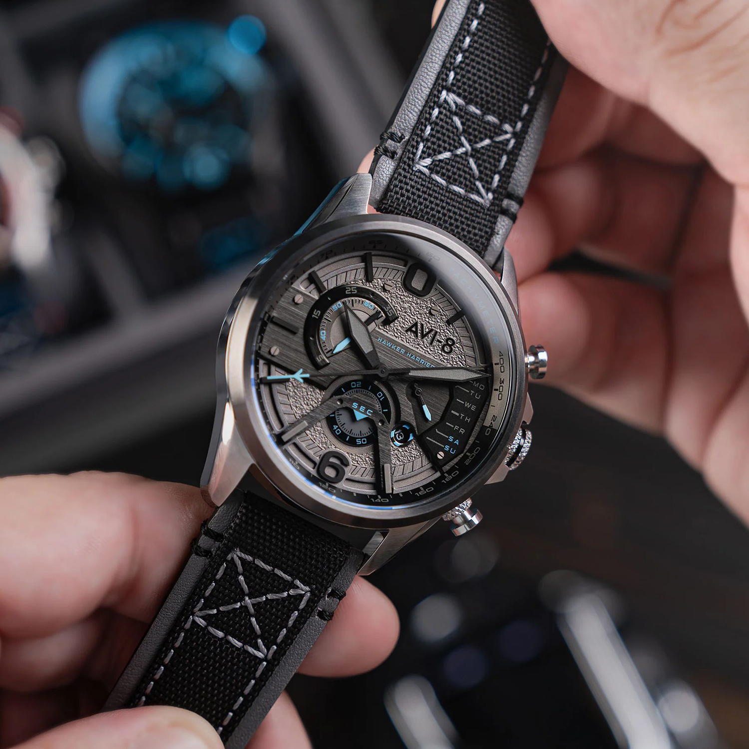 zegarek AVI-8 AV-4056-08 HAWKER HARRIER II DUAL RETROGRADE CHRONOGRAPH męski z tachometr Hawker Harrier II - miniatura 5