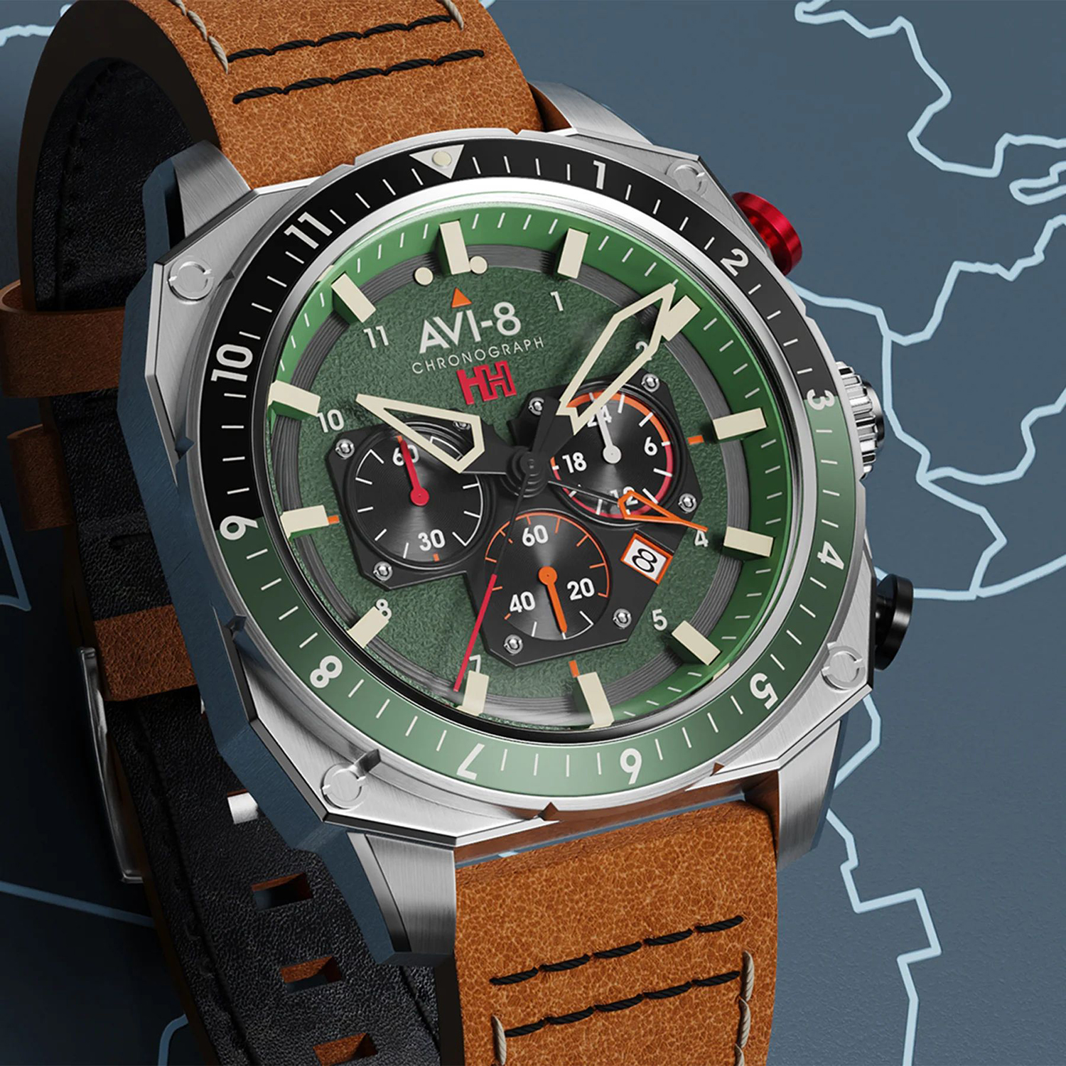 zegarek AVI-8 AV-4100-01 HAWKER HUNTER ATLAS DUAL TIME CHRONOGRAPH męski z chronograf Hawker Hunter - miniatura 3