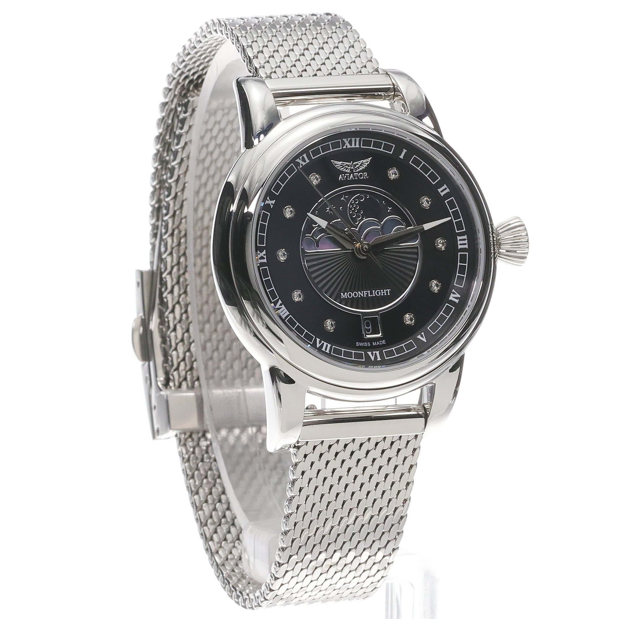 zegarek Aviator V13303815 kwarcowy damski Douglas Moonflight Douglas Moonflight Black Diamonds - miniatura 3