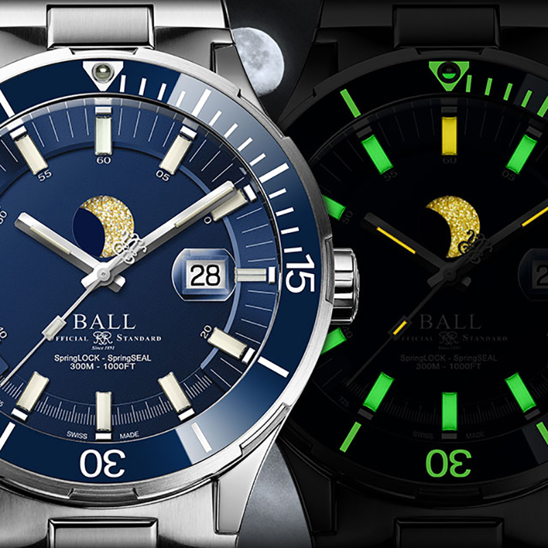 zegarek Ball DM3150B-S13J-BE automatyczny męski Roadmaster Roadmaster Challenger Moonphase 43mm - miniatura 11