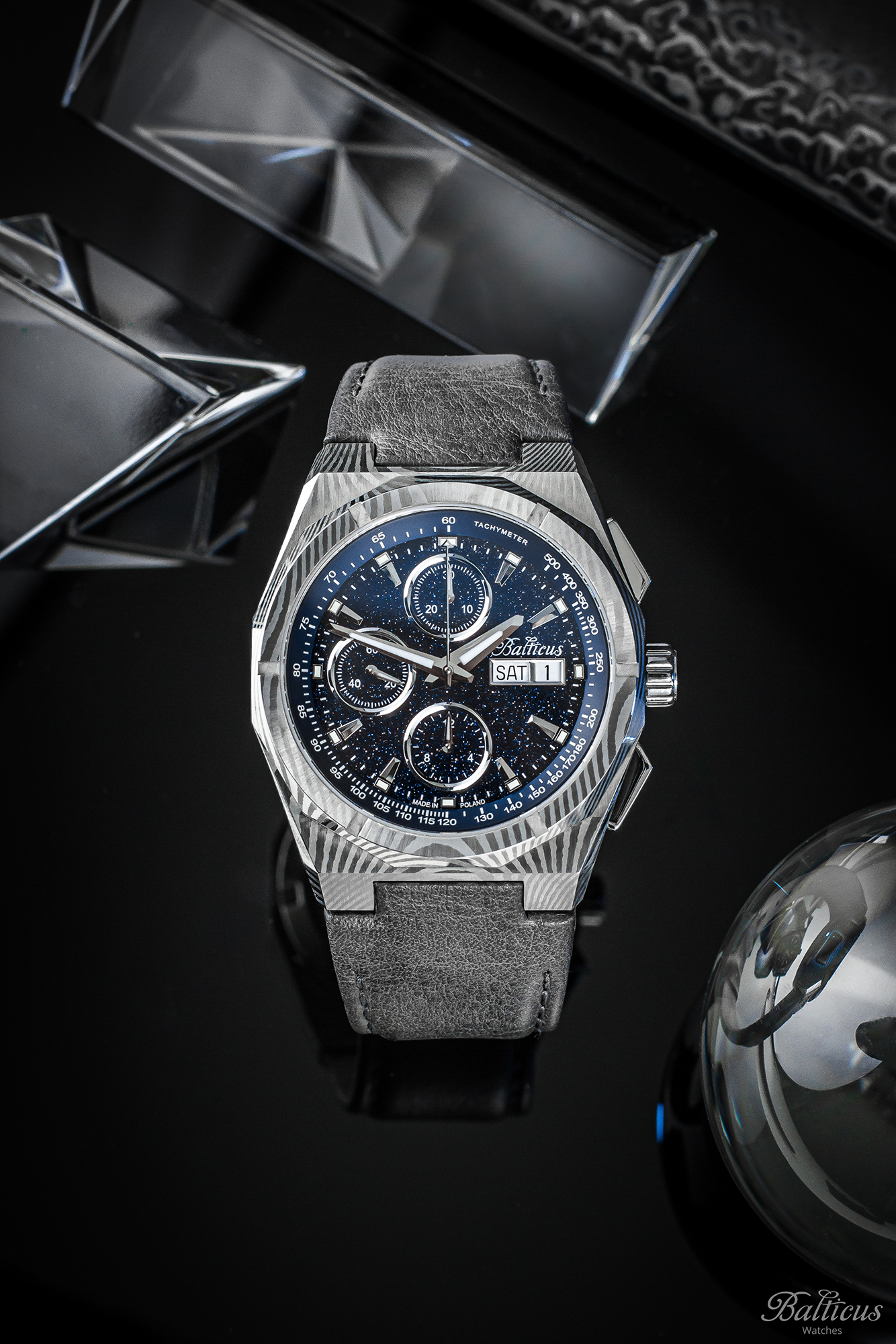 zegarek Balticus BLT-BALSDDCHABA automatyczny męski Gwiezdny Pył Gwiezdny Pył DAMAST CHRONO 7750 42mm Awenturyn Niebieski