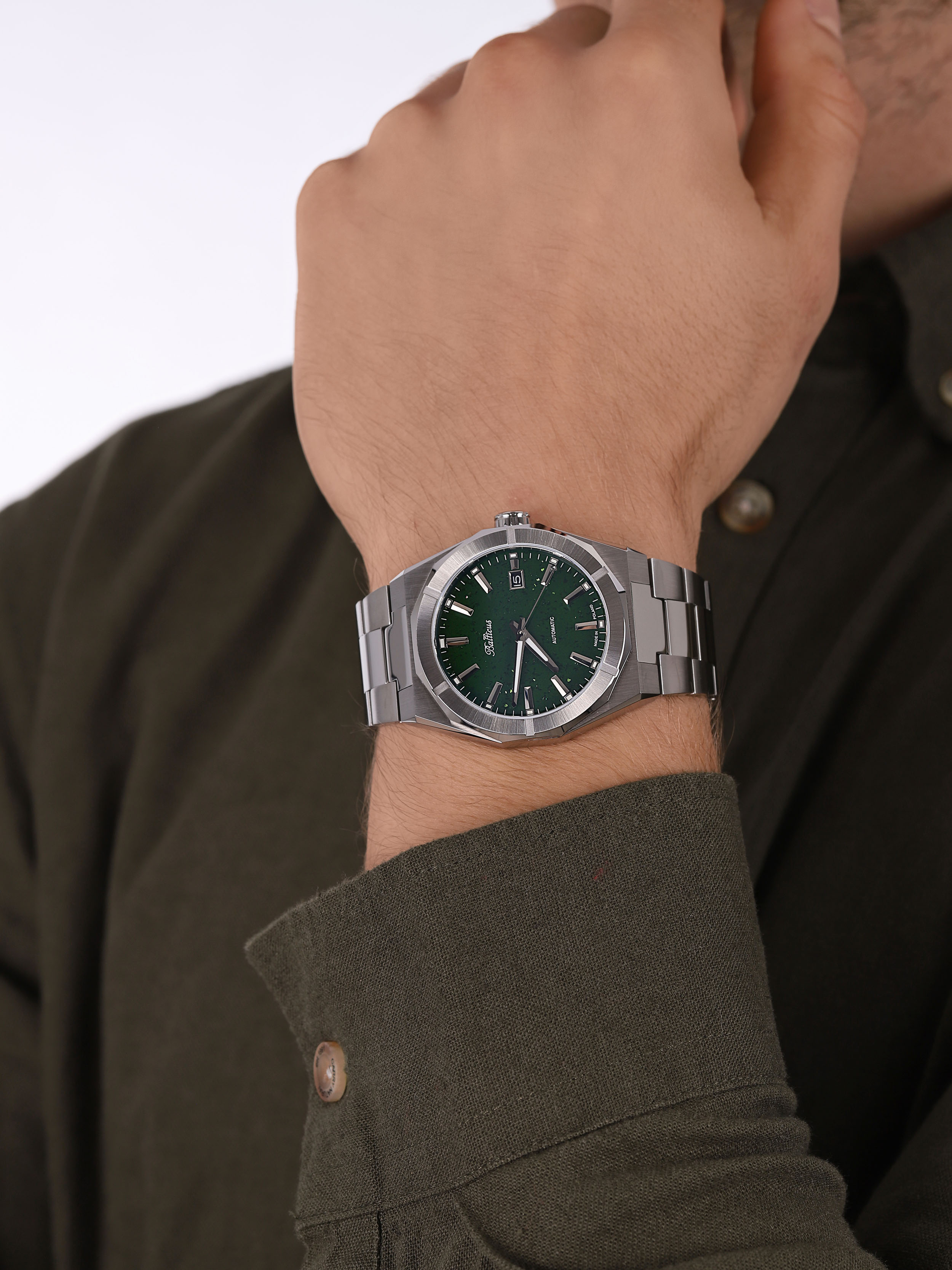 zegarek Balticus BLT-BALSDGAD automatyczny męski Gwiezdny Pył Gwiezdny Pył 40mm Automatic - Zielony z datownikiem - miniatura 3