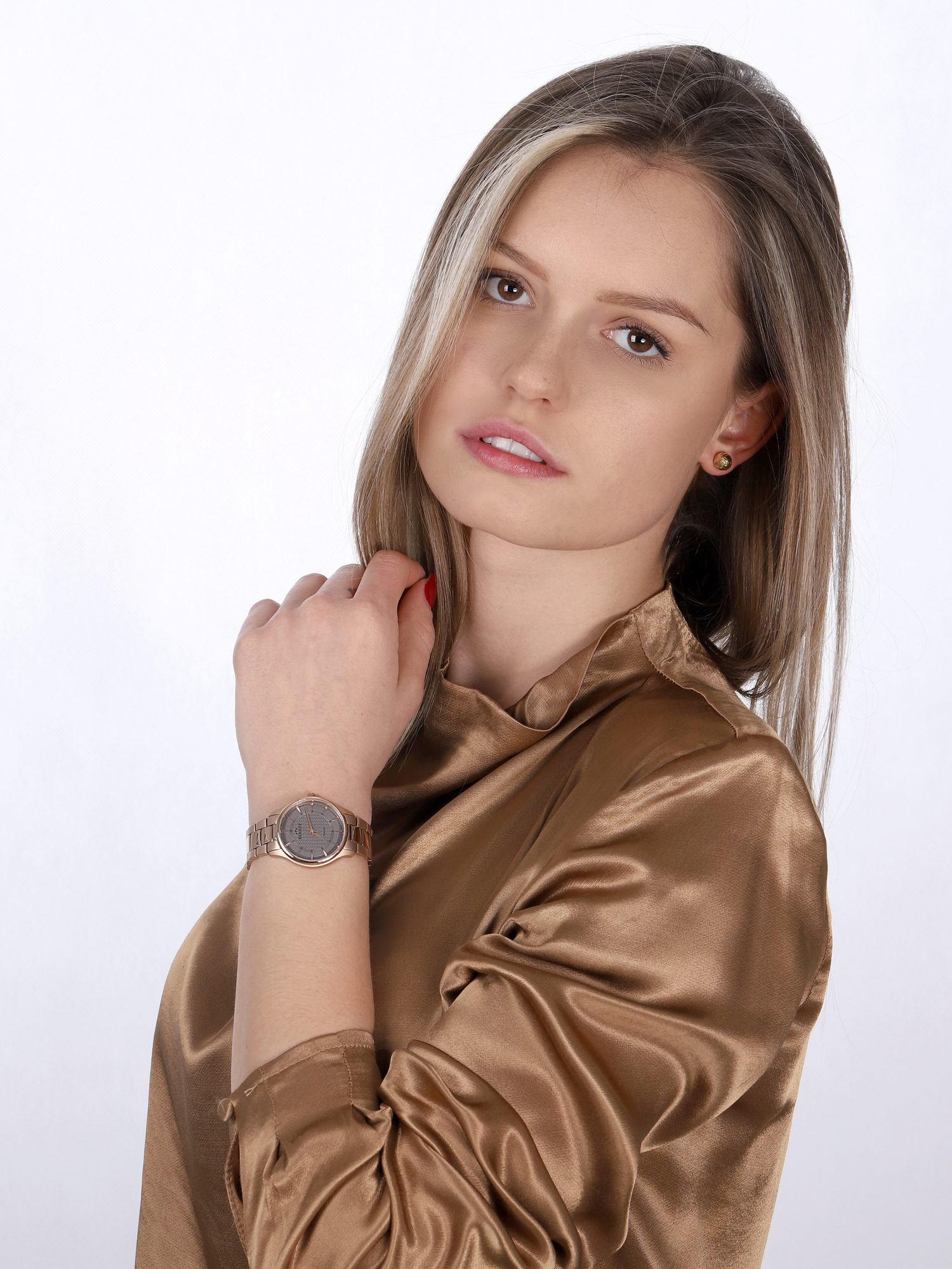 zegarek Bisset BSBE83RIVX03BX różowe złoto Klasyczne - miniatura 2
