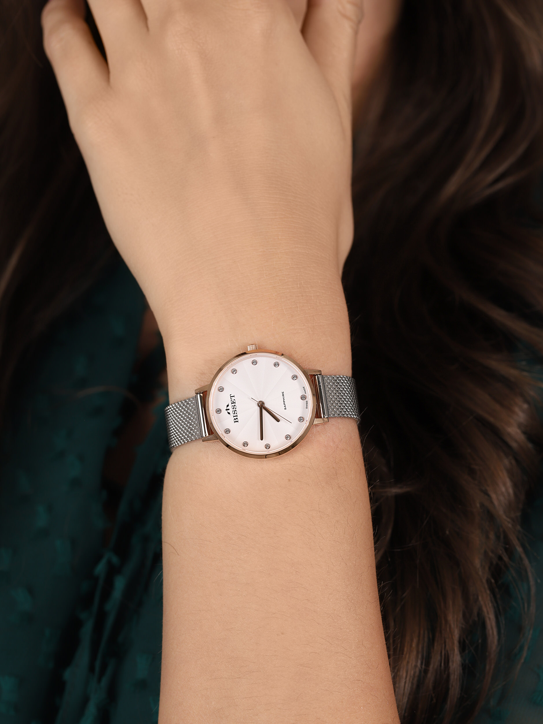 zegarek Bisset BSBF30RISX03B1 różowe złoto Klasyczne - miniatura 3