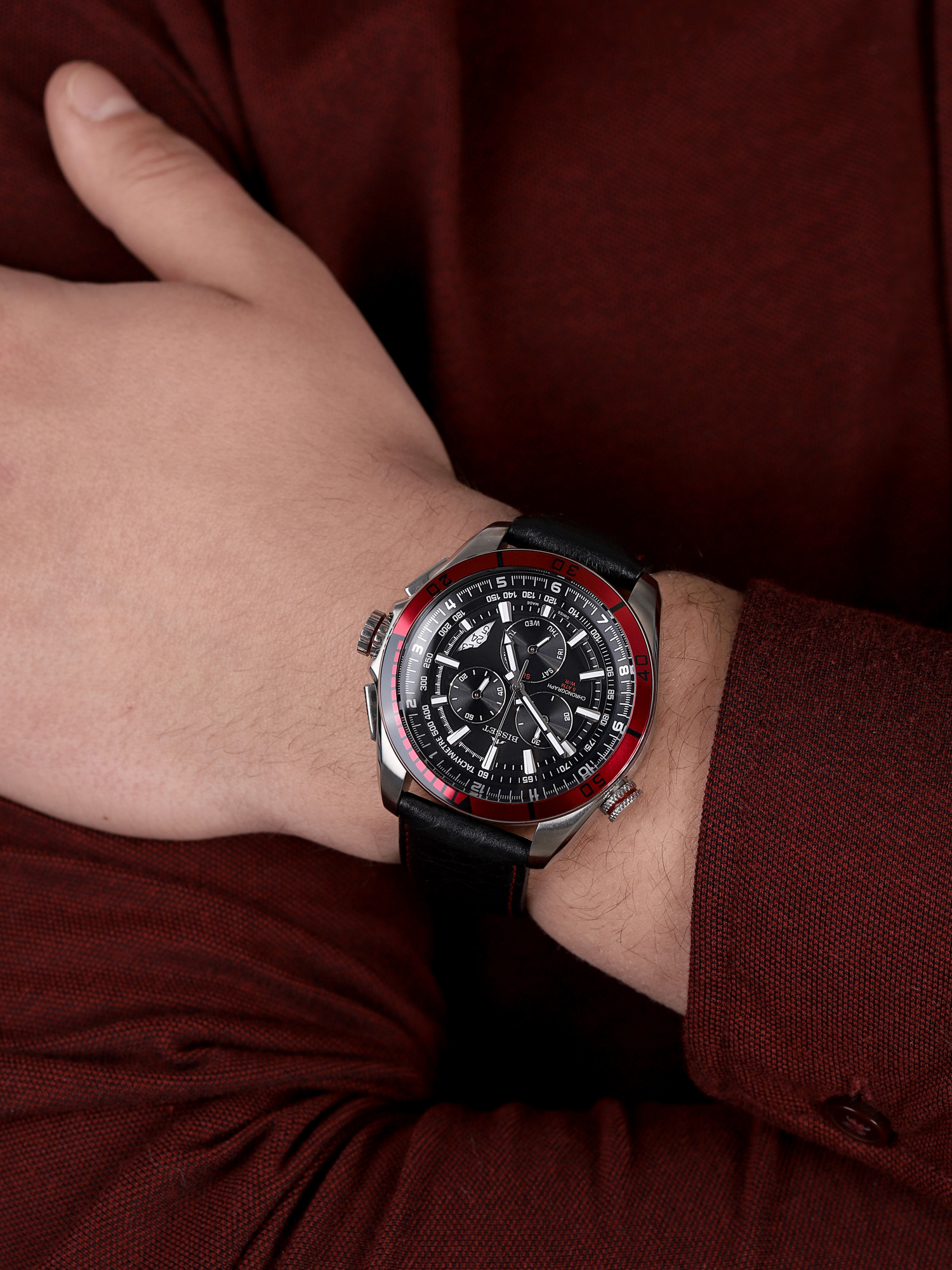 zegarek Bisset BSCC54TIBR męski z chronograf Wielofunkcyjne - miniatura 3