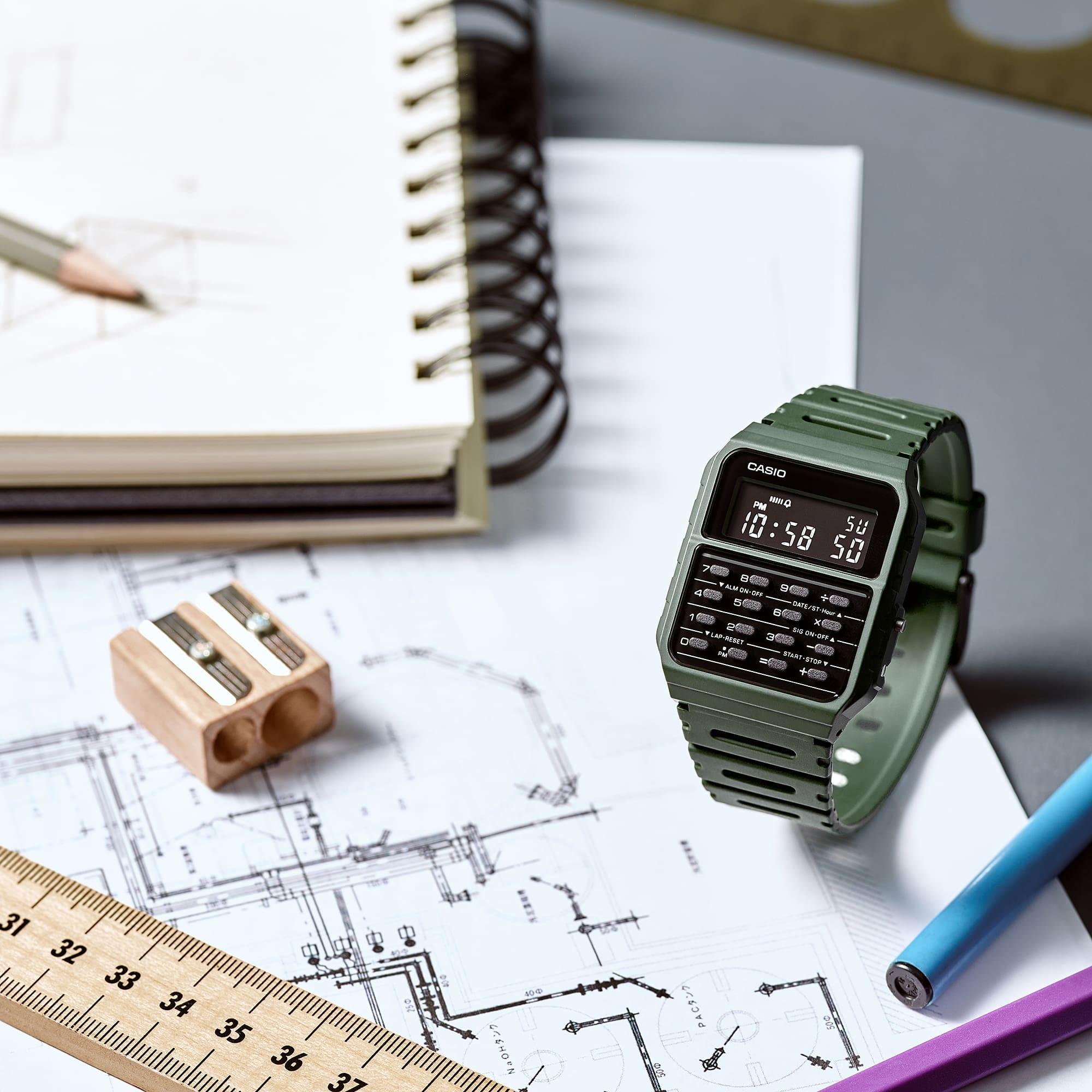 zegarek Casio Vintage CA-53WF-3BEF zielony VINTAGE Oldschool - miniatura 7