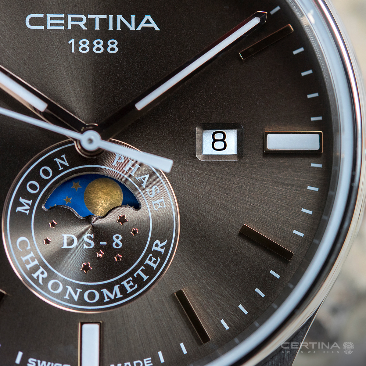 zegarek Certina C0334571608100 DS-8 Moon Phase DS-8 szafirowe - miniatura 4