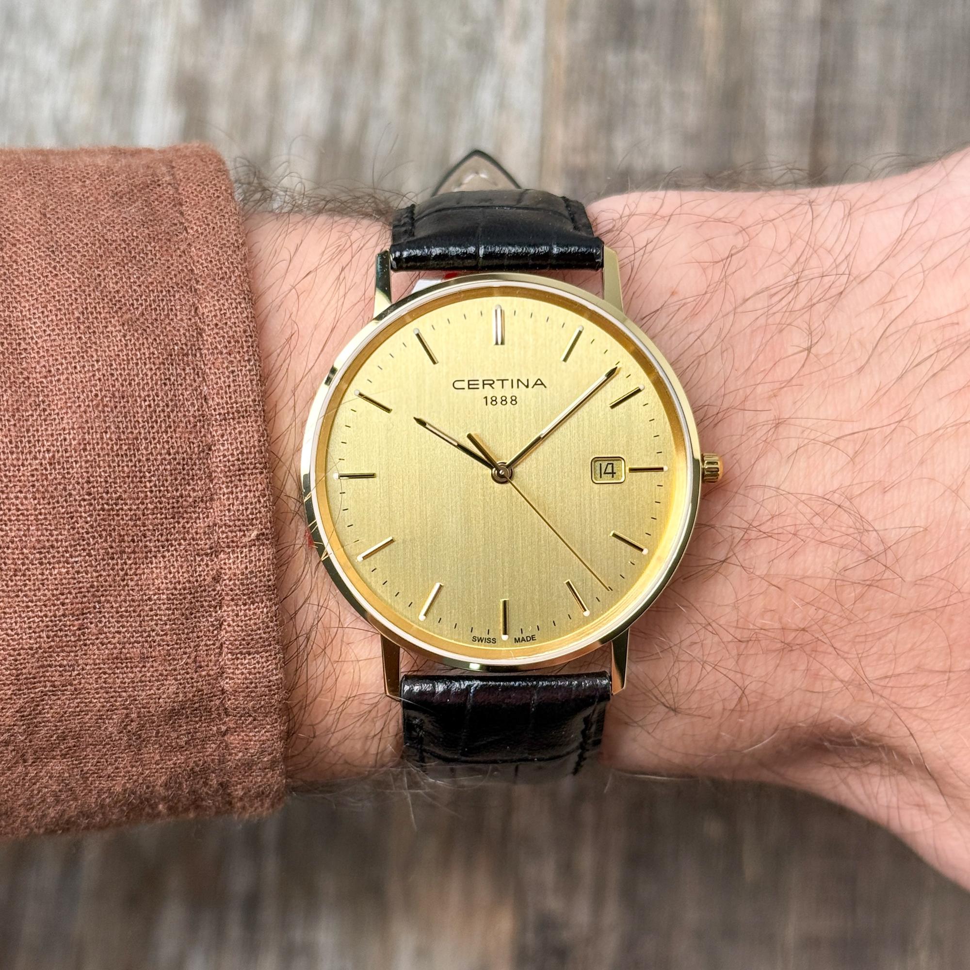 zegarek Certina C9014101602100 kwarcowy męski Priska Priska Gold 18K 38mm - miniatura 6