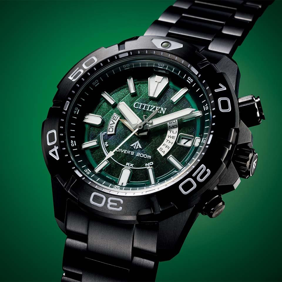 zegarek Citizen AS7146-58W solar męski Promaster PROMASTER MARINE LIGHT IN BLACK 2022 GREEN EDITION - miniatura 8