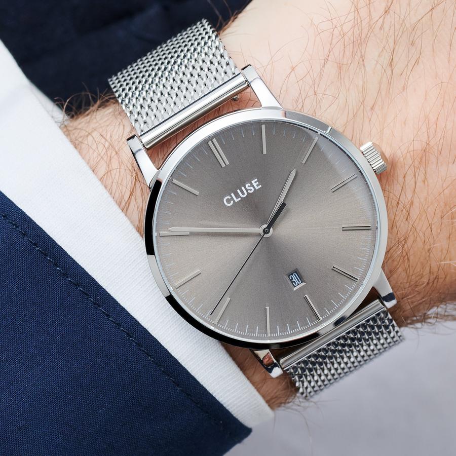 Cluse CG1519501001XMAS Aravis Silver, Warm Grey/Black  Silver Mesh Strap Gift Box Aravis klasyczny zegarek srebrny - miniatura 9
