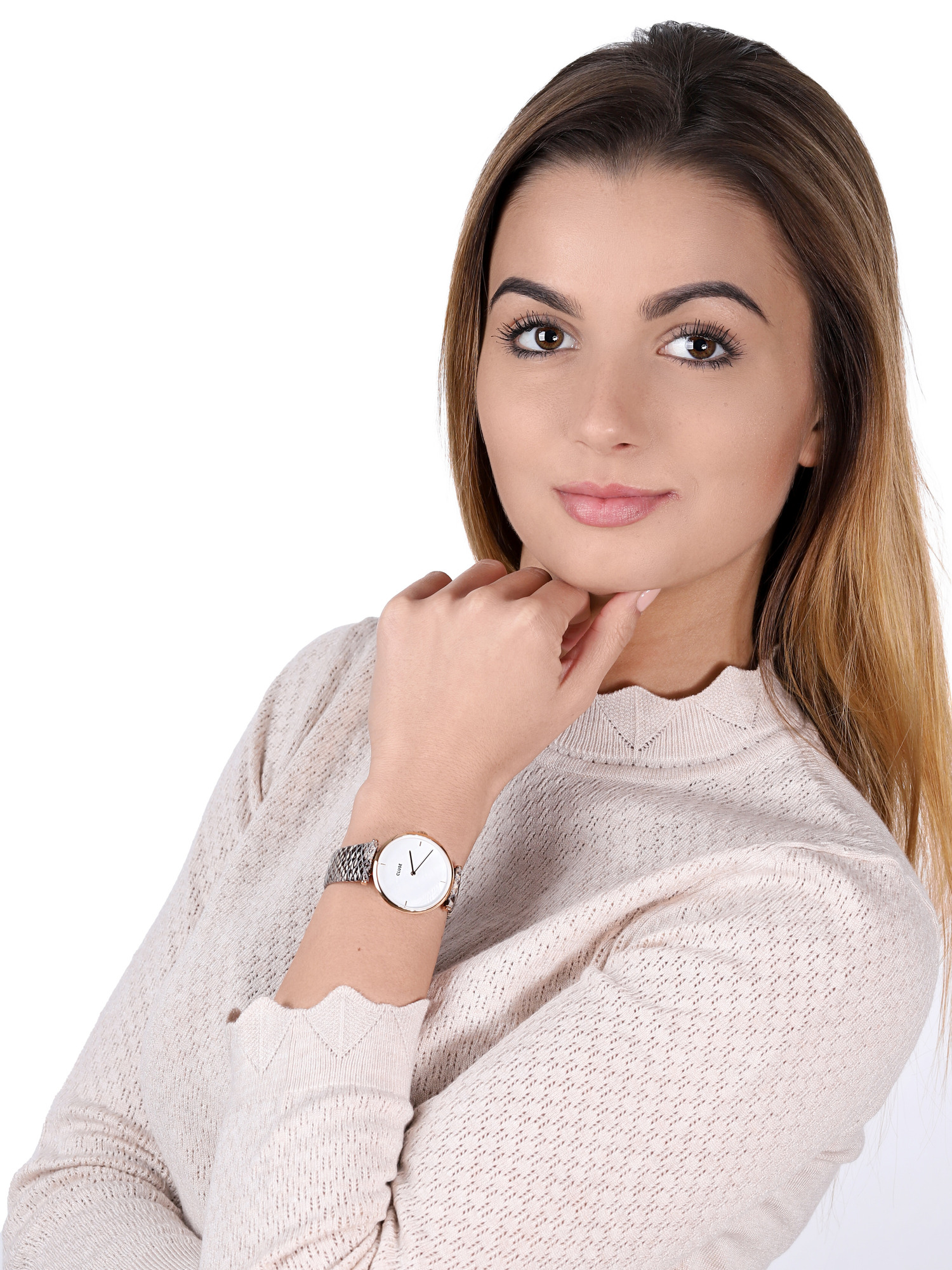 zegarek Cluse CL61007 kwarcowy damski Triomphe Rose Gold White Pearl/Soft Grey Python Jungle - miniatura 2