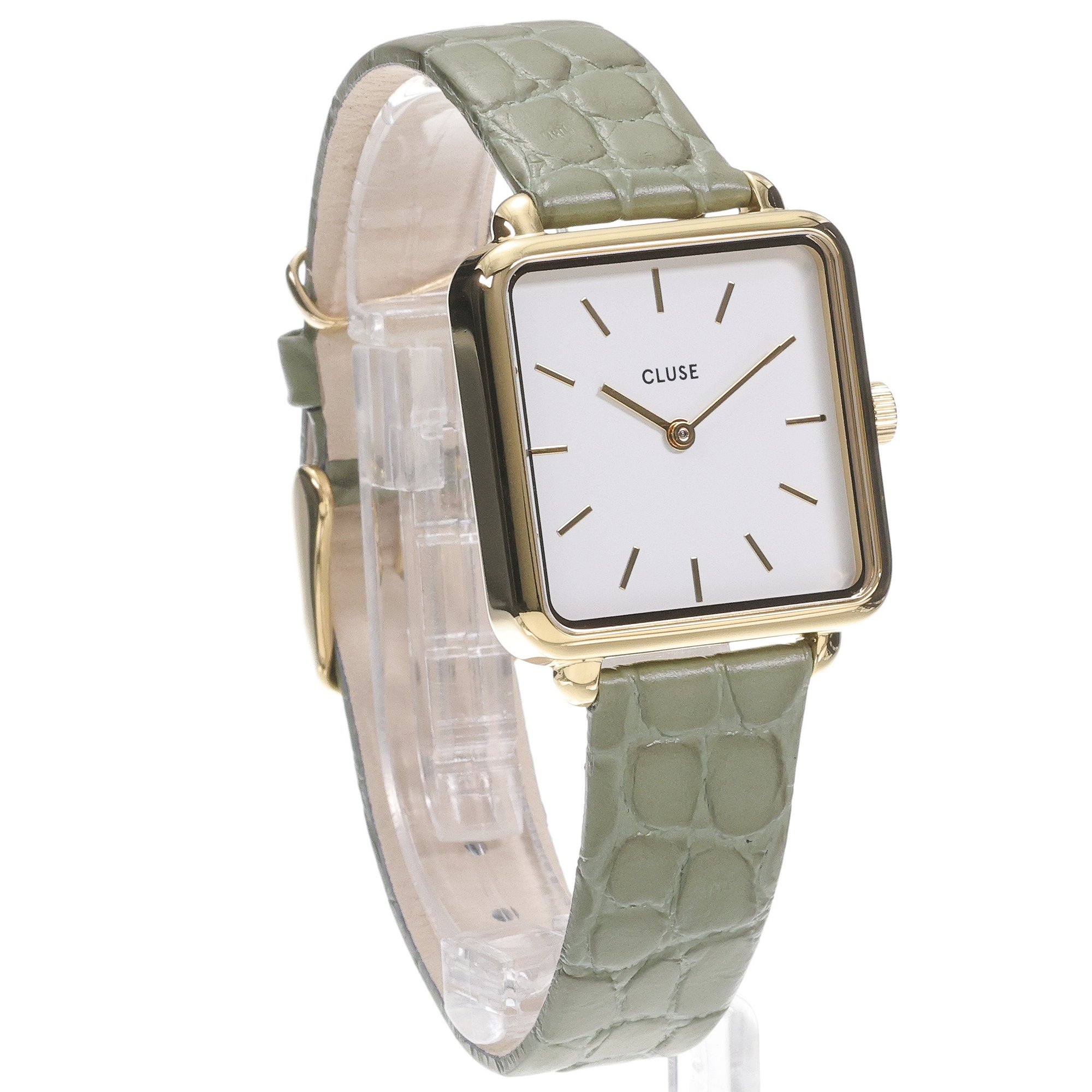 zegarek Cluse CW0101207016 pasek Gold White-Green Alligator Jungle La Tetragone mineralne - miniatura 3