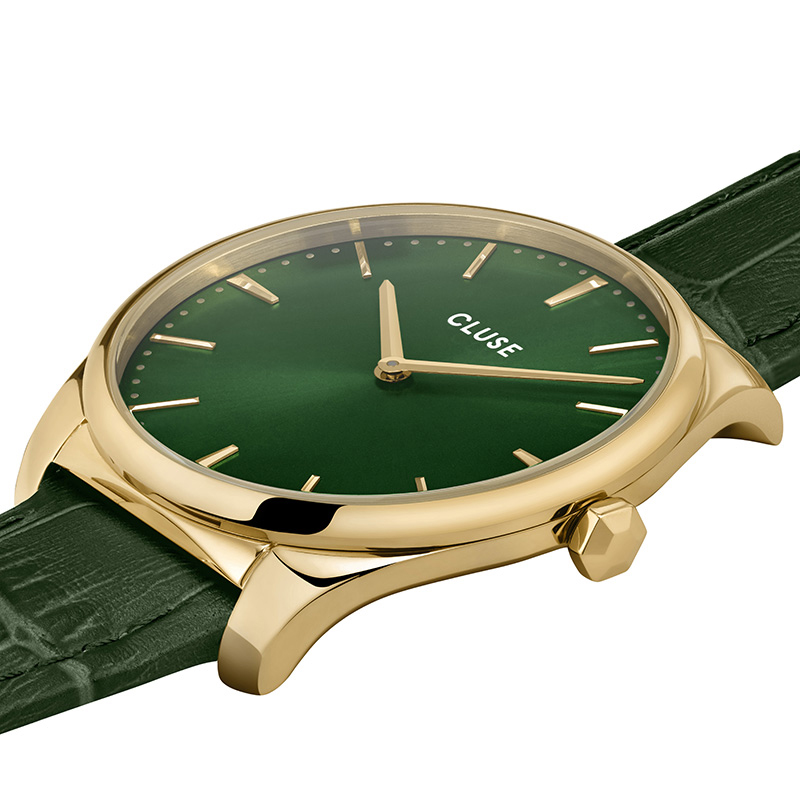 Cluse CW0101212006 Feroce Gold Forest Green Croco zegarek damski klasyczny mineralne - miniatura 8