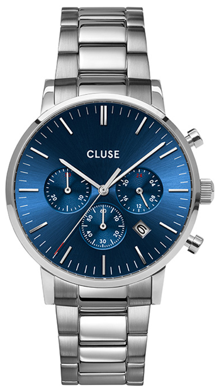 Cluse Chrono bransoleta Steel Silver Dark Blue CW0101502011